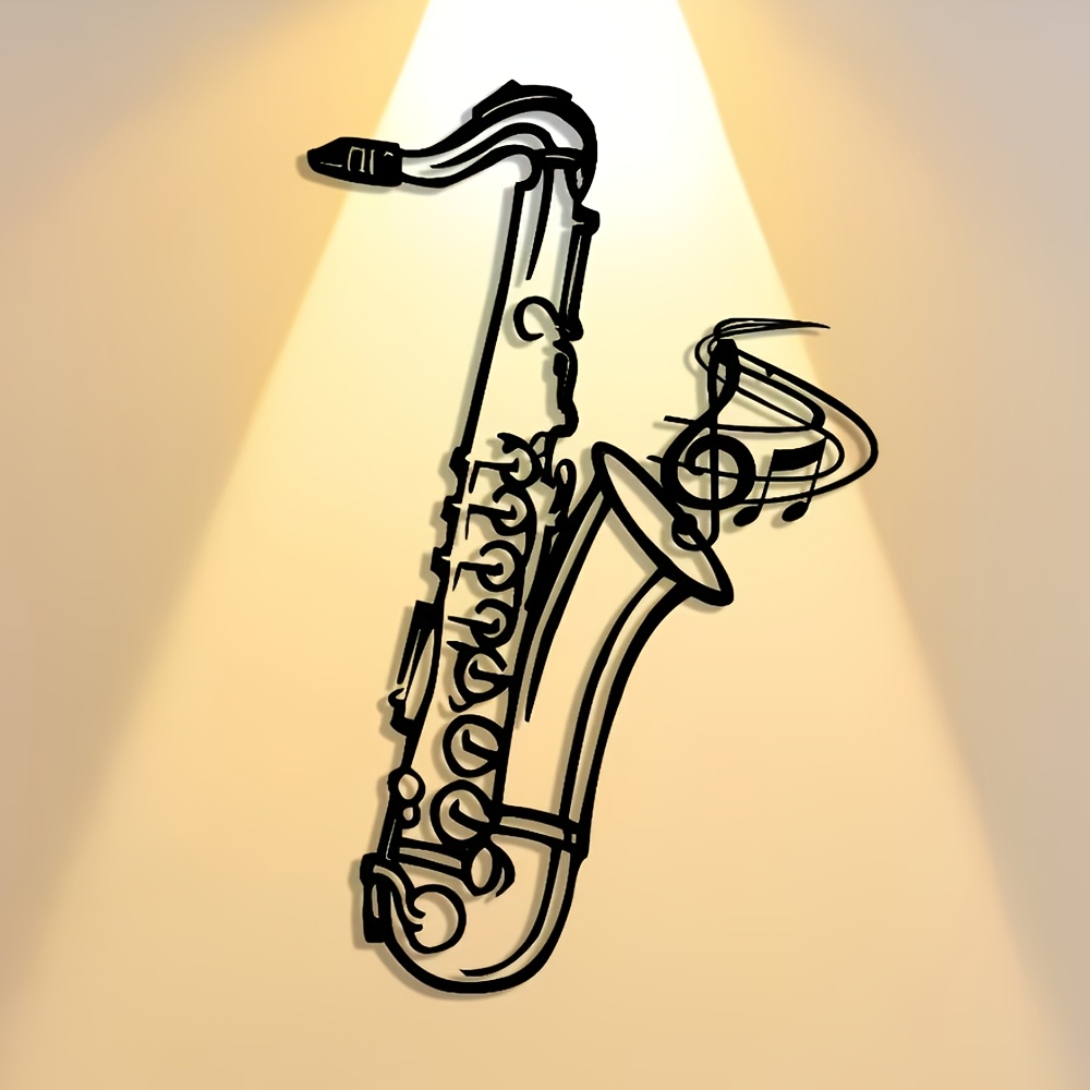 Audio Music Live - Placa decorativa de saxofón de metal