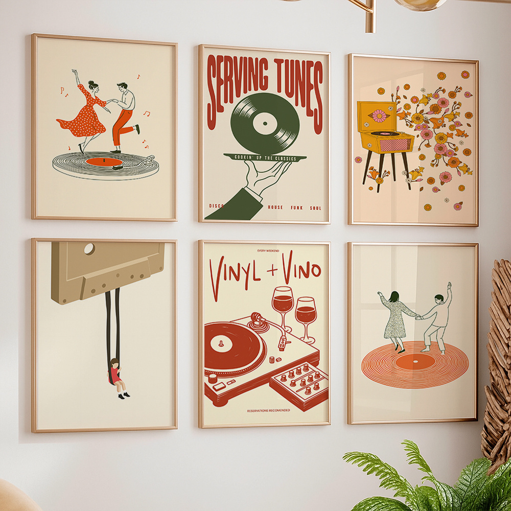 Audio Music Live - Póster de Lona Vintage con Diseño