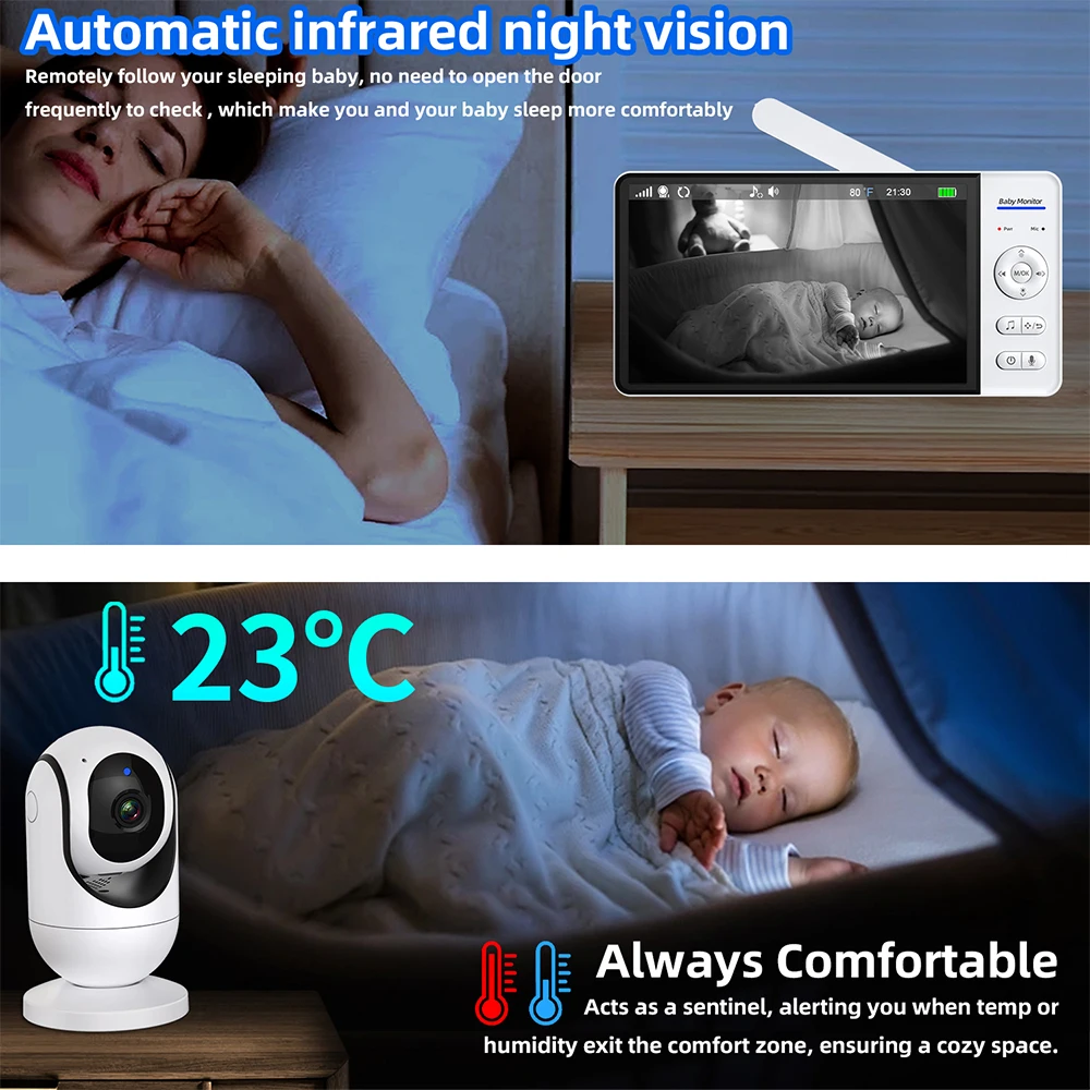 Monitor de bebé sin WiFi de 7  - Audio Music Kids reseña y precio